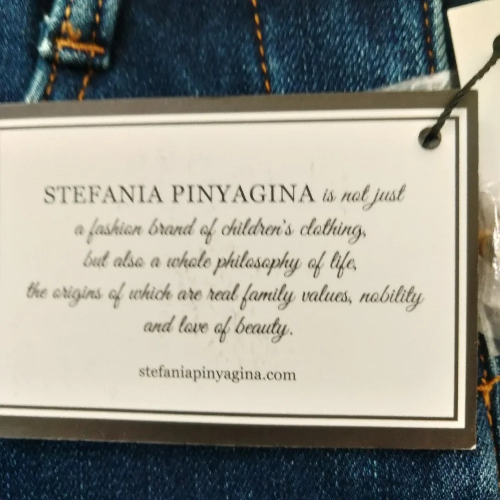 Stefania Pinyagina NWT Floral Embroidered Jeans Denim Pants Girl's Sized 8Y
